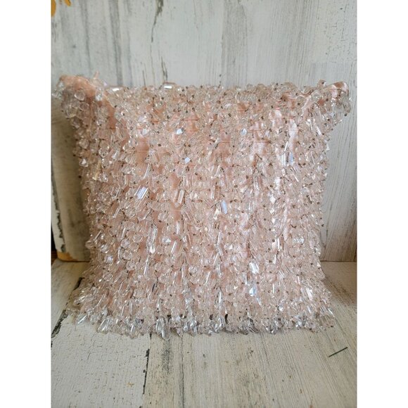 KSA pillow satin pink Faux Crystal Unique home decor - Picture 1 of 9